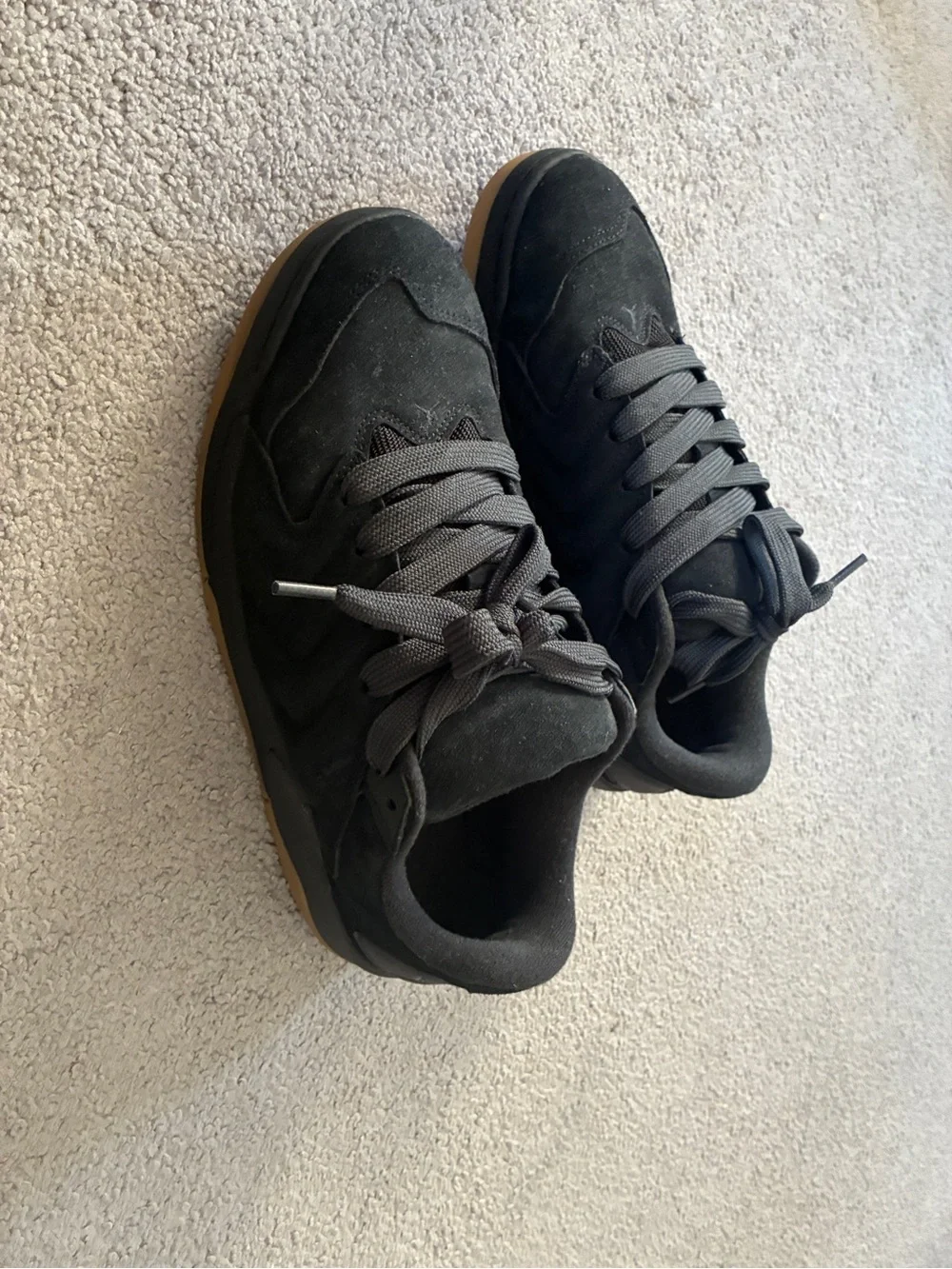 Jordan Men's Black Suede Sneakers with Gum Sole